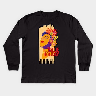 Echoes of Elegance: Billie Holiday Design Kids Long Sleeve T-Shirt